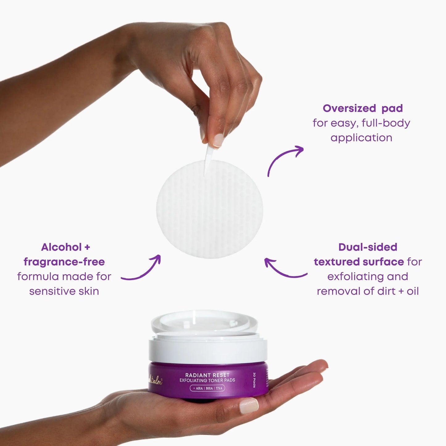 Radiant reset exfoliating toner pads